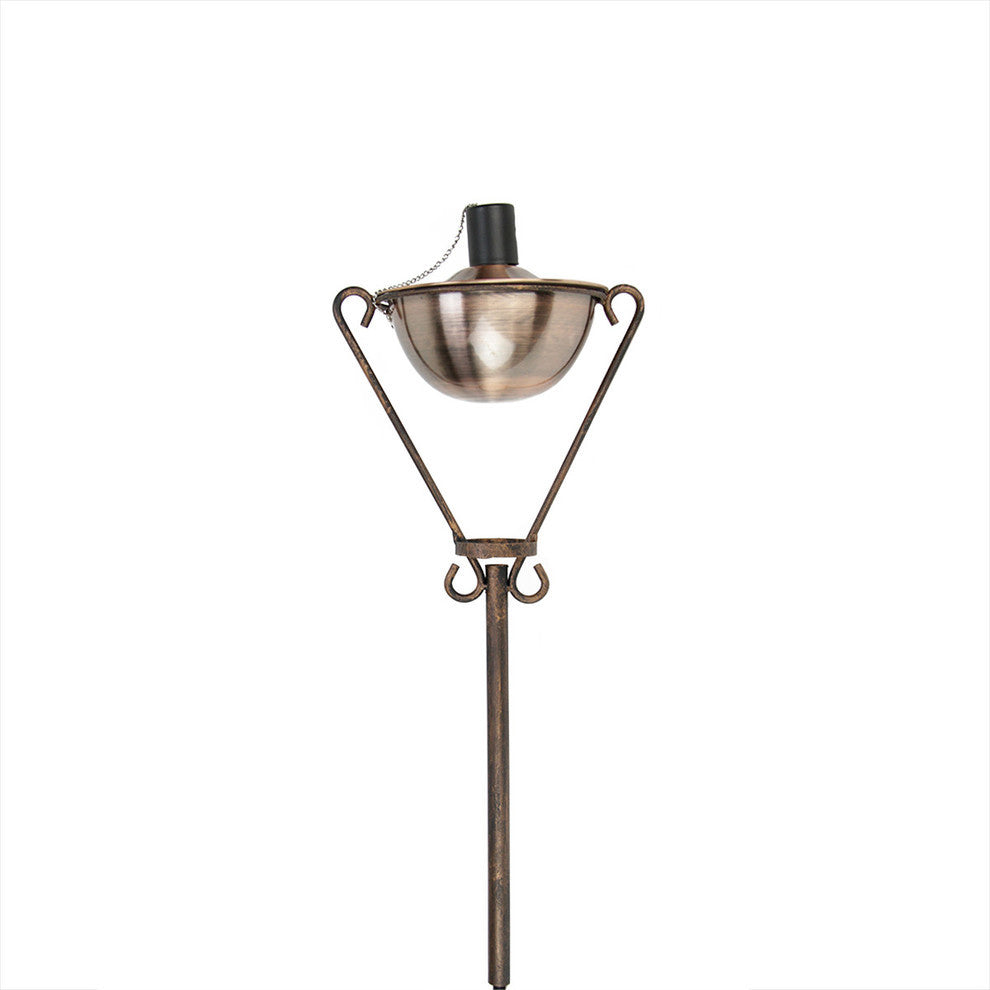 61" Brushed Copper Half Moon Garden Oil Lamp Outdoor Patio Torch