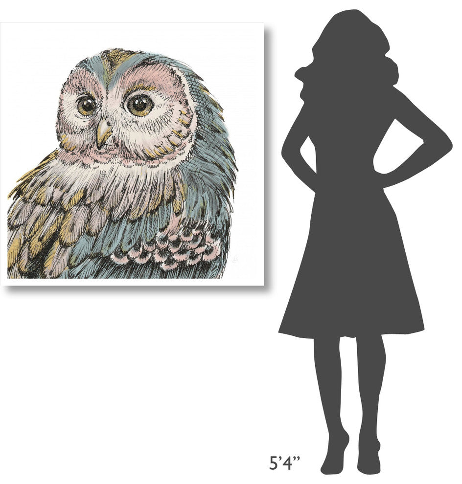 "Beautiful Owls I Pastel Crop" Digital Paper Print by Daphne Brissonnet, 38"x38"