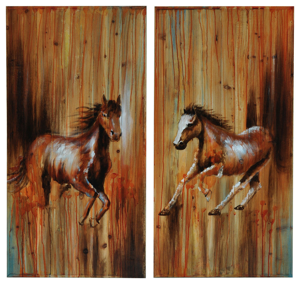 "Full Gallop 1 and 2" Canvas Wall Art, 19.5"x39.5"