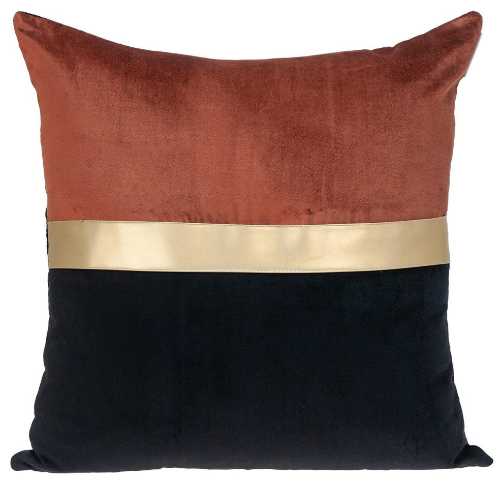 Parkland Collection Myra Black Throw Pillow, Square, Black/Burnt Orange