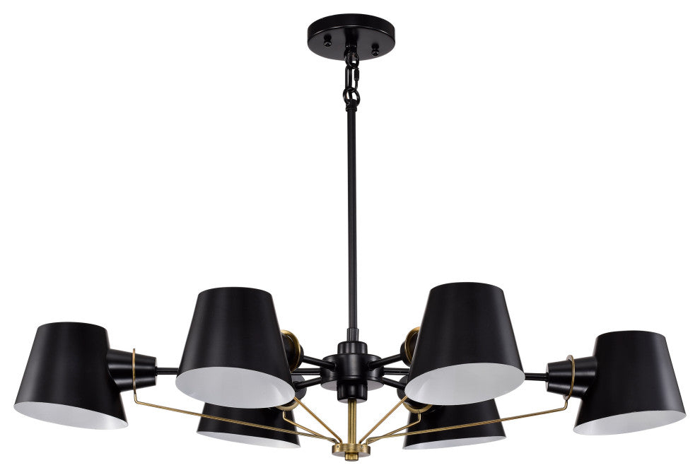 Baxter 6-Light Oval Chandelier, Black With Burnished Brass