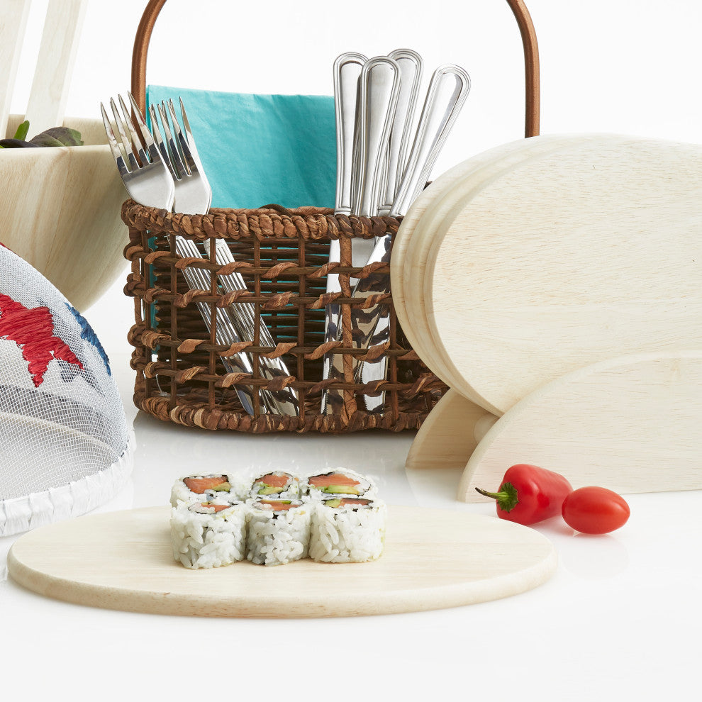 7 Piece Oval Board Serving Tray Set  9 1/2 Inch