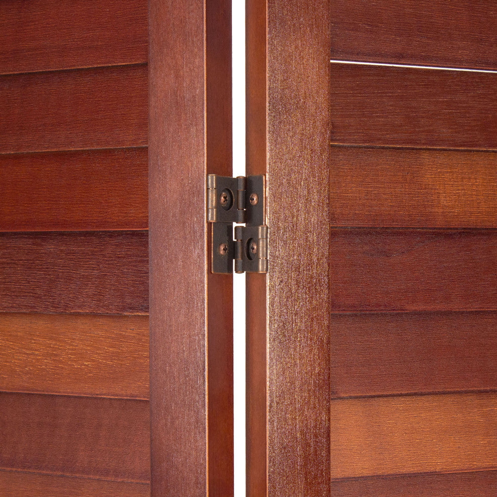 6' Tall Wooden Louvered Room, Walnut, 4 Panel