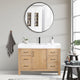 Leon Bath Vanity With Composite Stone Top, Fir Wood Brown, 48", With Mirror