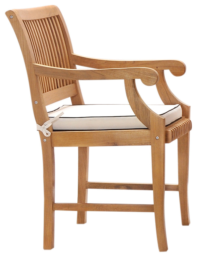 7 Piece Teak Wood Castle Patio Dining Set with Round to Oval Extension Table
