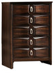 Benzara BM232908 5 Drawers Chest With Natural Wood Grain Details, Brown