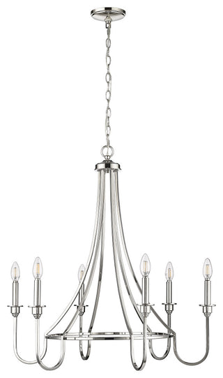 6 Light 30 in. Polished Nickel Chandelier