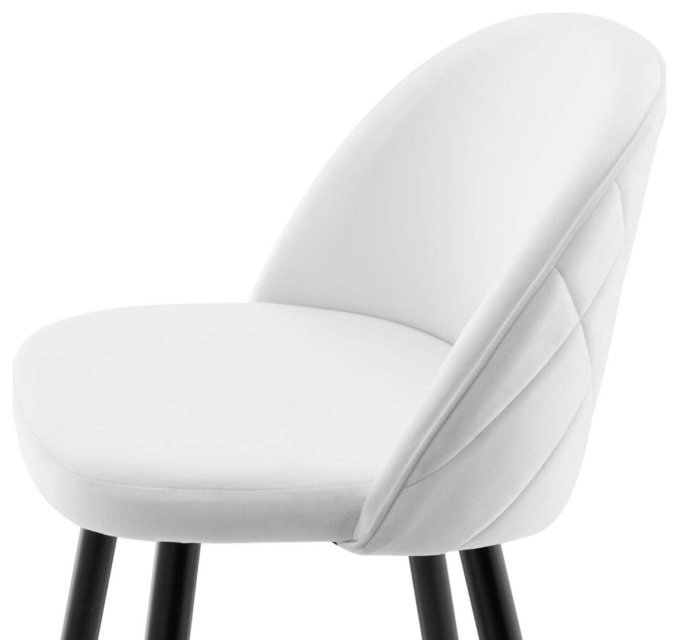 Bar Stool Chair Barstool, Set of 2, Velvet, Metal, White, Modern, Bar Pub Bistro
