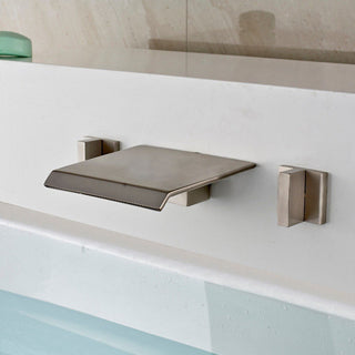 BathSelect Brasalia Double Handle Brushed Nickel Wall Mounted Bathtub Faucet.