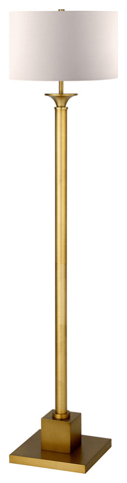 65" Brass Traditional Shaped Floor Lamp With White Frosted Glass Drum Shade