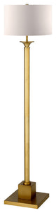 65" Brass Traditional Shaped Floor Lamp With White Frosted Glass Drum Shade