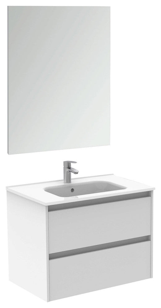 32" Wall-Mount 2 Drawers White Vanity Cabinet Sansa by Royo