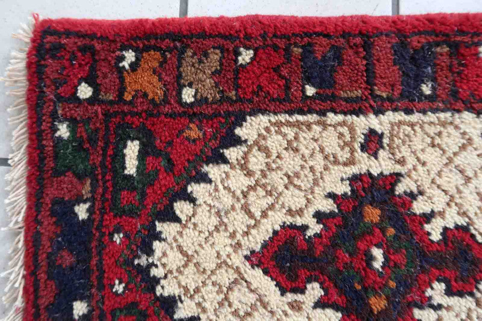Handmade Vintage Persian Hamadan Mat 1.3'x1.9', 41cmx59cm, 1970s