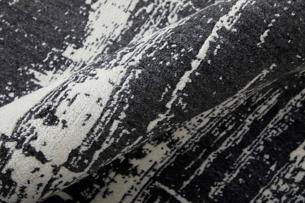 Eshwar R8929 Modern/Industrial/Global Rug, Black/White, 2'x3'