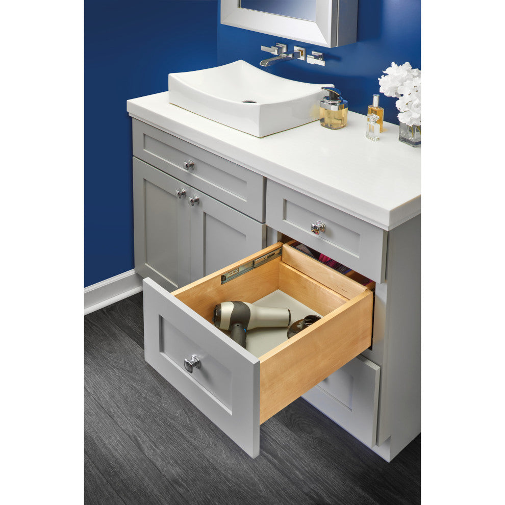 Wood Vanity Cabinet Replacement Half Tier Drawer System With Soft Close, 12"