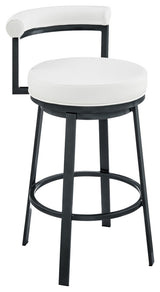 Armen Living Neura 30" Metal & Faux Leather Swivel Bar Stool in Soft White