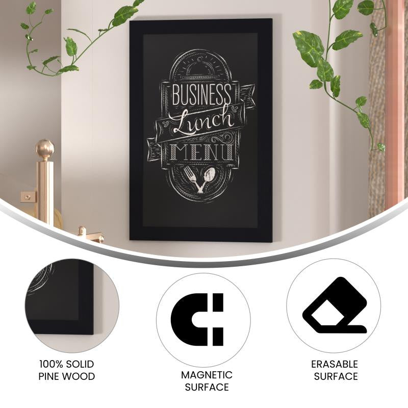 Canterbury Wall Mount Magnetic Chalkboard Sign Set-20" x 30", Black, 20" X 30"