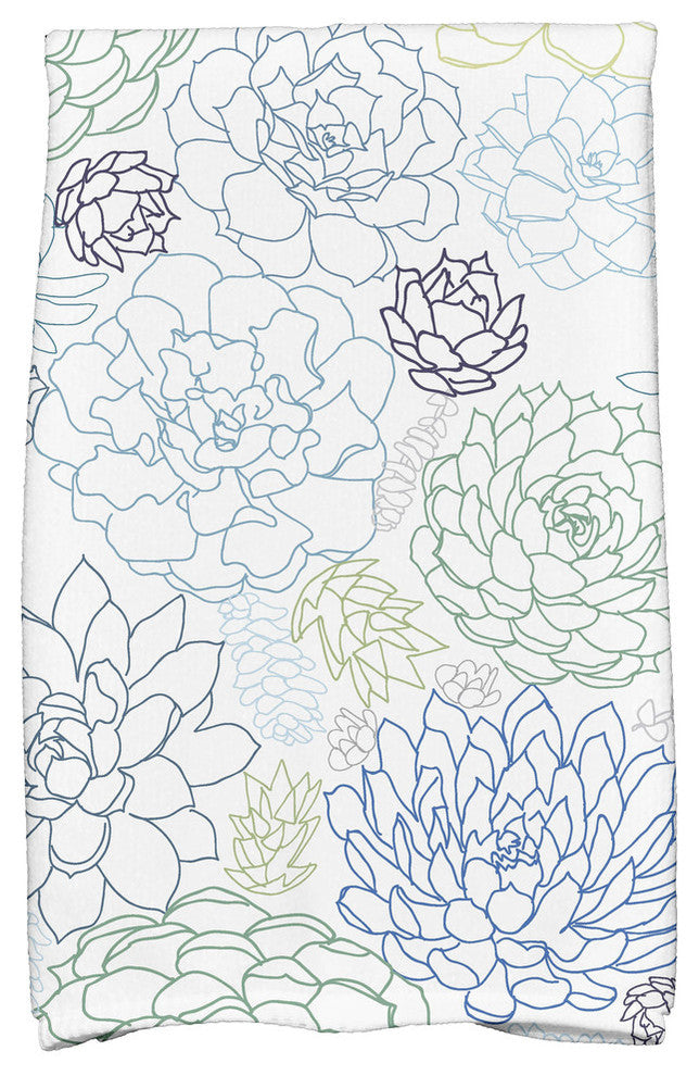 18"x30" Opal Floral Print Kitchen Towel, Blue