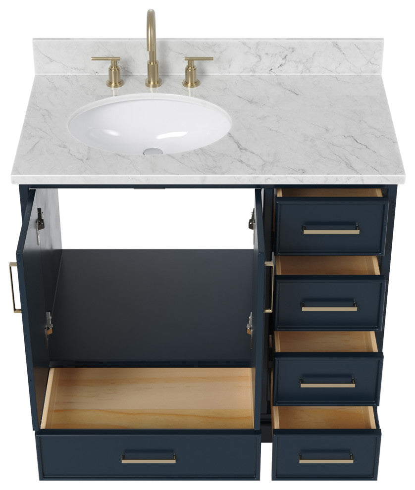 Ariel Stafford 37" Single Left Offset Oval Sink Bathroom Vanity