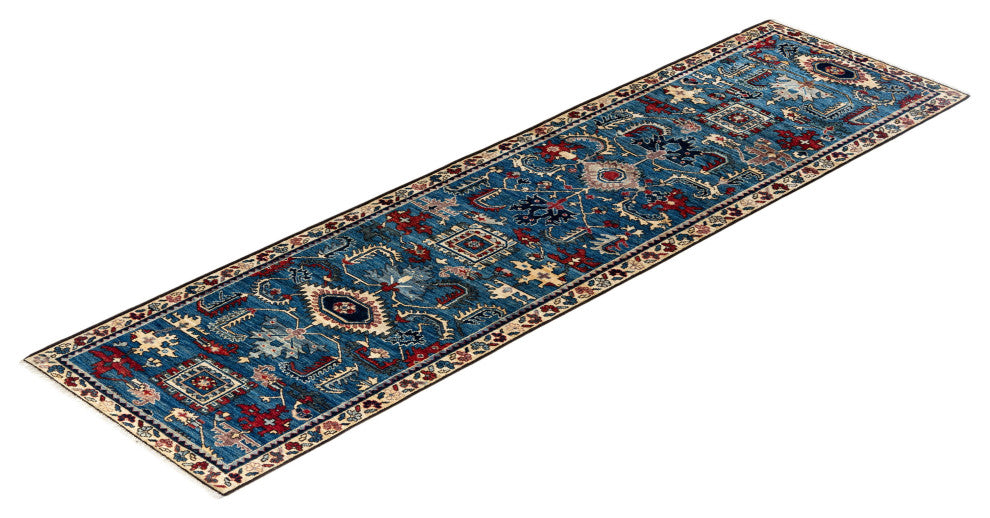Serapi One-of-a-Kind Hand-Knotted Runner Rug Light Blue, 2' 7" x 9' 6"
