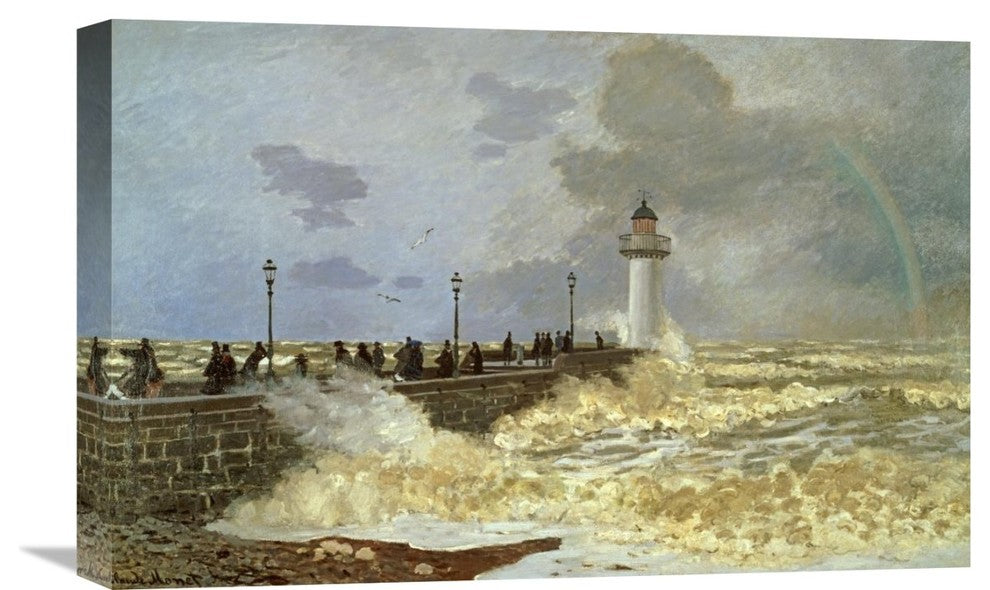 "The Quay at Le Havre" Stretched Canvas Giclee by Claude Monet, 22"x14"