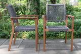 7-Piece Eucalyptus Dining Set With Stacking Rope Dining Chairs