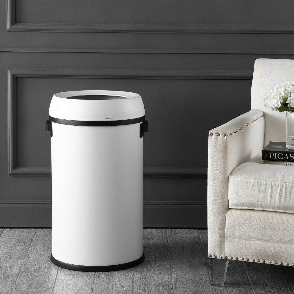 Chuck Kitchen/Office 17.2-Gallon Open-Top Trash Can, White