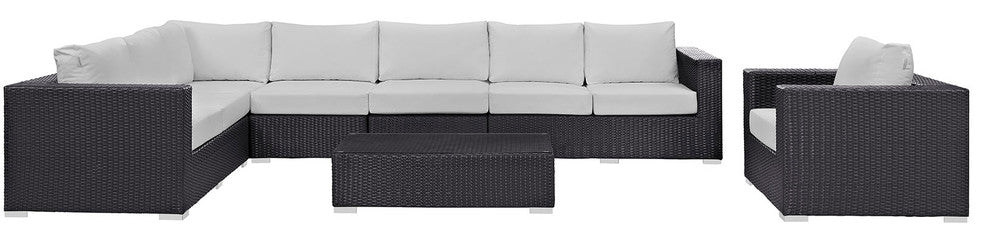 Espresso White Convene 7-Piece Outdoor Patio Sectional Set