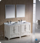 Oxford 60" Antique White Traditional Double Sink Vanity, FFT1030CH