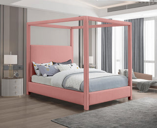 Emerson Upholstered Bed, Pink, Queen, Linen Textured Fabric