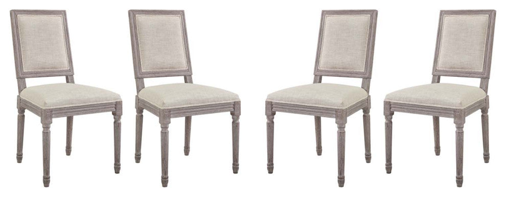 Court Dining Side Chair Upholstered Fabric Set of 4, Beige