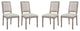 Court Dining Side Chair Upholstered Fabric Set of 4, Beige