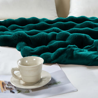 Textured Bubble Faux Fur Throw Blanket, Teal, 50"x60"