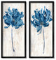 Vivid Blue Abstract Flowers Rustic Florals Neutral Beige,10 x 24