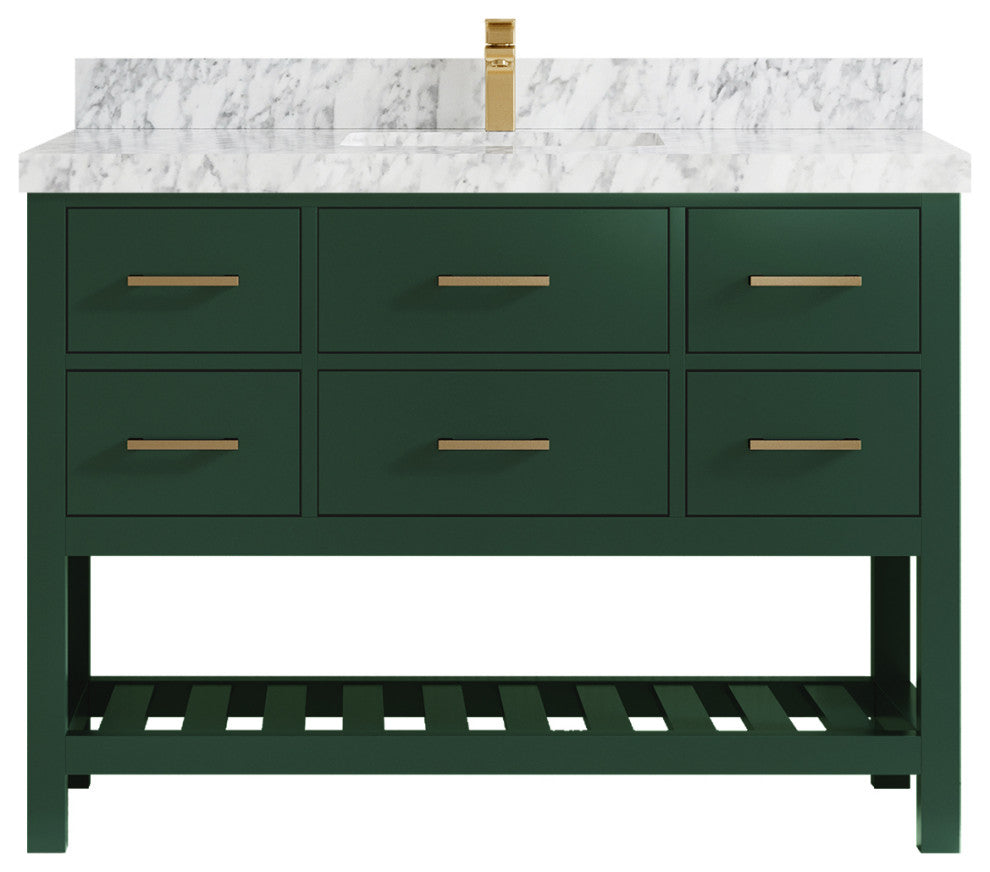 Parker 48 Single Sink Bath Vanity in Lafayette Green  2" Carrara Marble