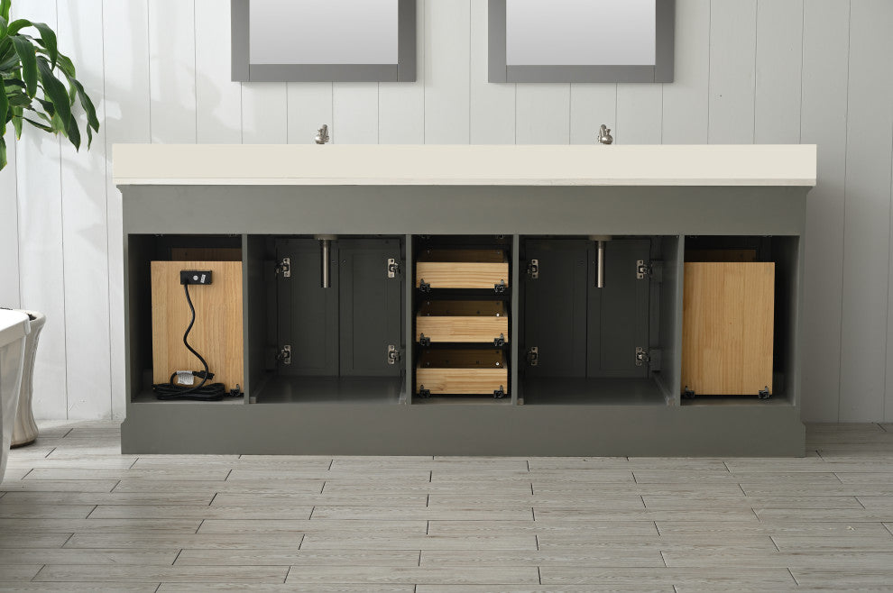 Milano 84" Gray Double Rectangular Sink Vanity
