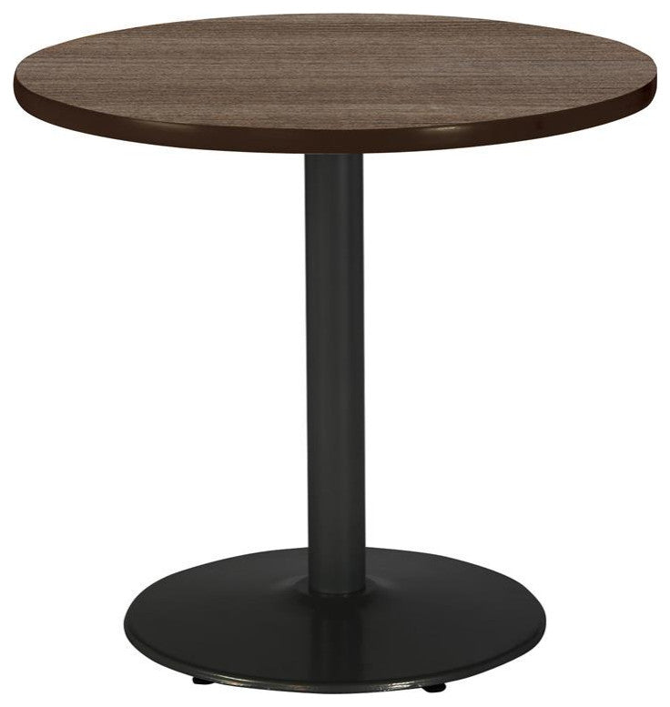 KFI Mode 30" Round Breakroom Table with Teak Round Black Base Counter Height