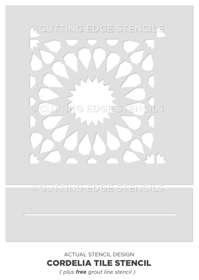 Cordelia Tile Stencil, DIY Cement Tile Stencils, Geometric Floor Tile Stencils