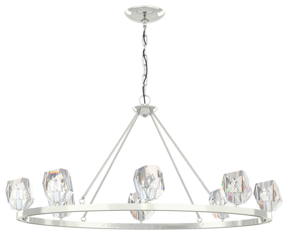 Gatsby 8-Light Chandelier, Sterling Finish, Crystal Accents