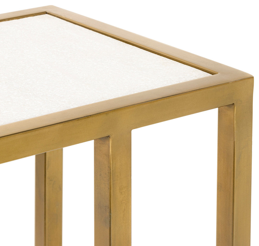 Echelon Sofa Hugger Table, Natural Brass