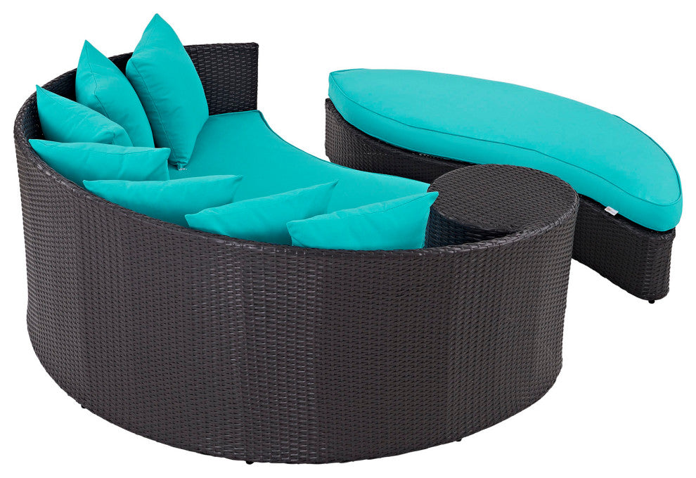 Espresso Turquoise Convene Outdoor Patio Daybed