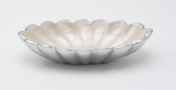Peony 8" Oval Bowl, Snow