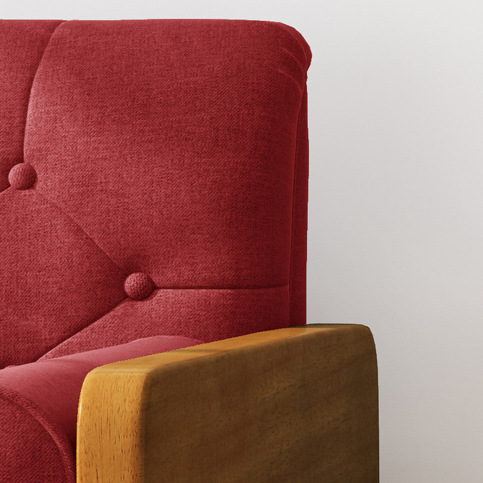 GDF Studio Greta Mid Century Modern Fabric Club Chair, Red/Dark Walnut