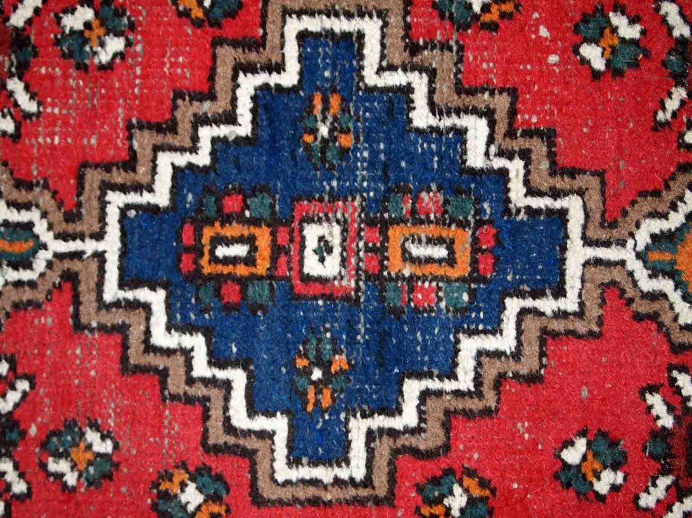 Handmade Vintage Persian Hamadan Rug, 2.4'x4.6', 75cmx141cm 1970s