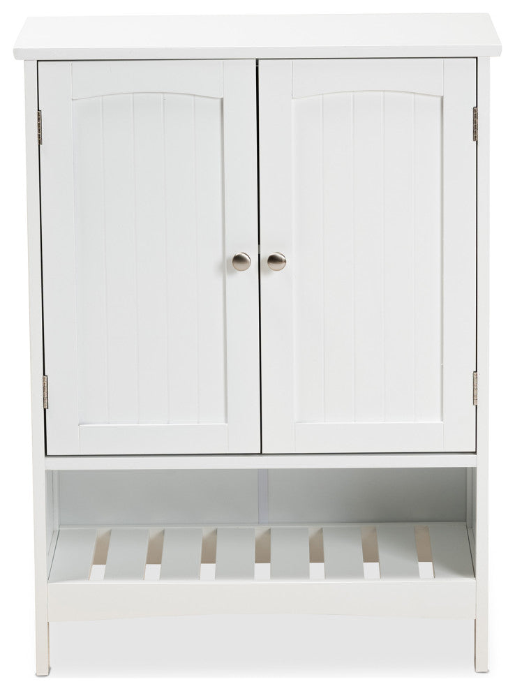 Jaela Modern White Finished Wood 2-Door Bathroom Storage Cabinet