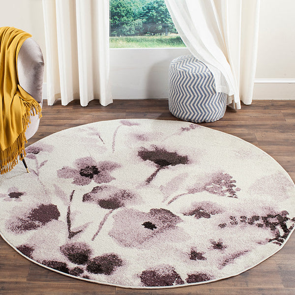 Safavieh Adirondack Adr127L Solid Color Rug, Ivory/Purple, 2'6" X 8'0"