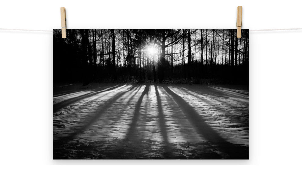 Country Wall Art: Winter Shadows Black & White Landscape Unframed Print, 12" X 18"