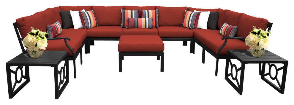 kathy ireland Madison Ave. 12 Piece Aluminum Patio Furniture Set 12g, Cinnamon