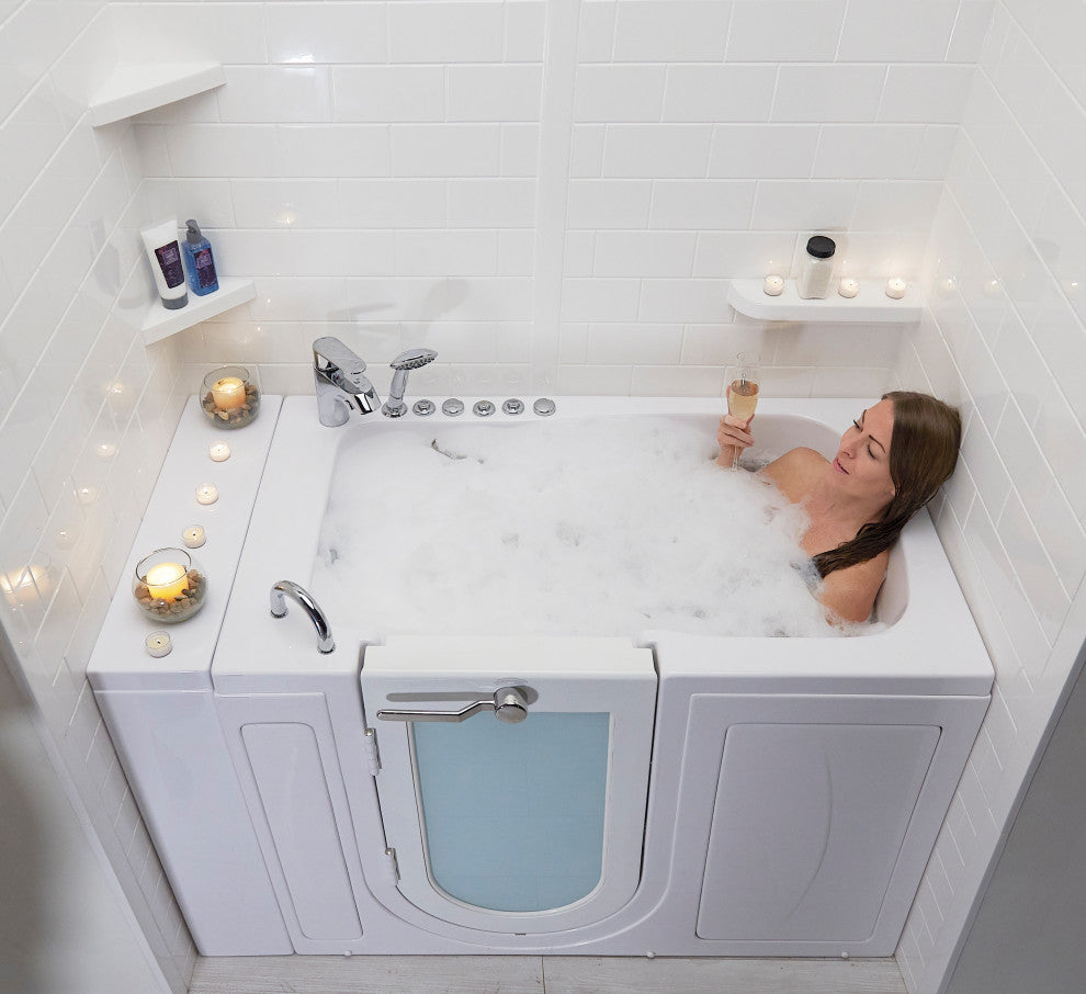 Ella Capri 30"x52" Air+Hydro Massage Walk-In Bathtub, Outward Swing Door, Faucet