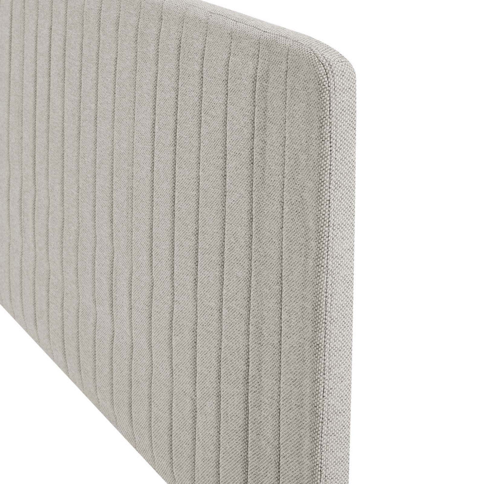 Tufted Headboard, Twin Size, Fabric, Oatmeal, Modern Contemporary, Bedroom